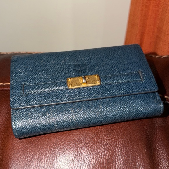 ‼️Authentic MCM Blue Leather Trifold Wallet - Picture 4 of 16